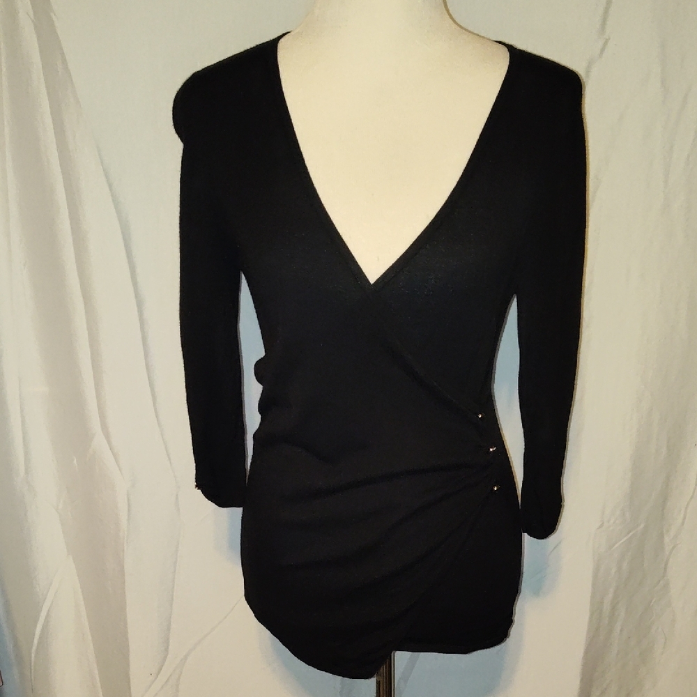 White House Black Market Faux Warp Sweater Quarter Length Sleeve Size Small